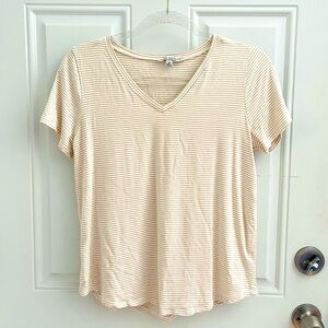 green envelope classic soft and comfy tshirt beige with stripes size medium